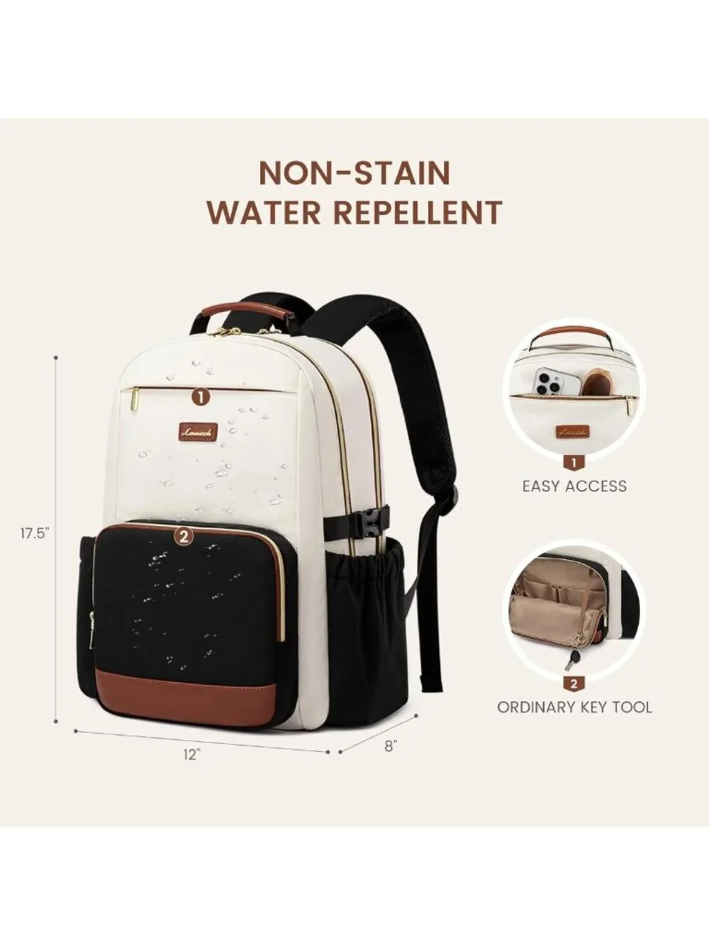 Stylish Waterproof Laptop Backpack for Women, 15.6